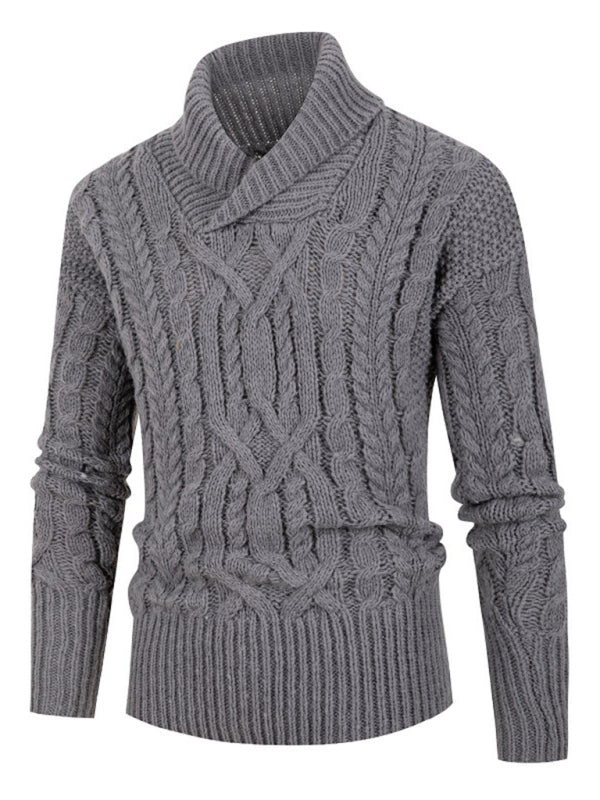 Men's new solid color twist pullover long-sleeved sweater Shello's Creative Boutique