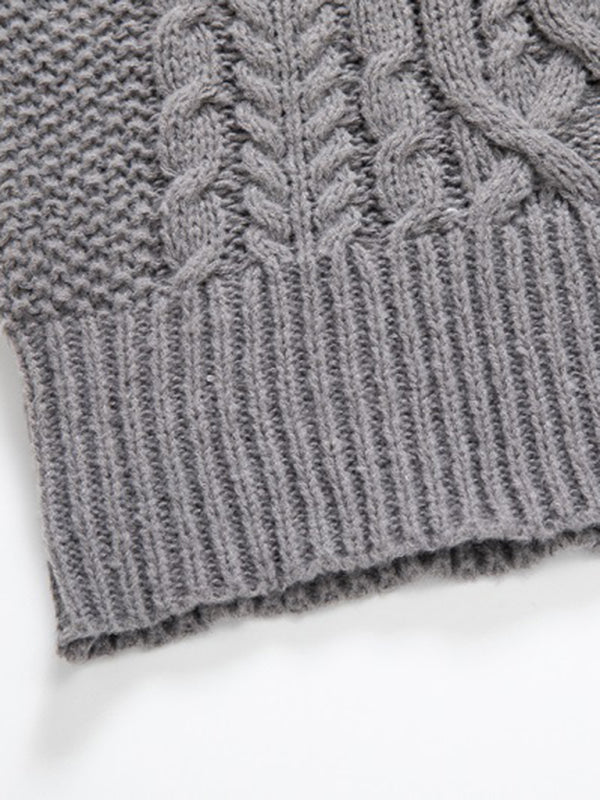 Men's new solid color twist pullover long-sleeved sweater Shello's Creative Boutique