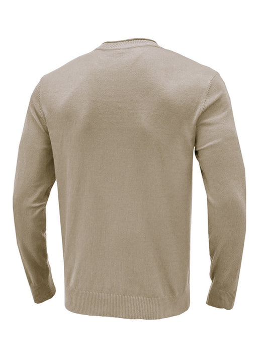 Men's new solid color long sleeve sweater Shello's Creative Boutique