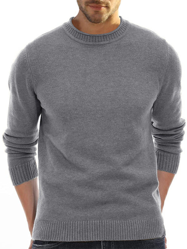 Men's new solid color long sleeve sweater Shello's Creative Boutique