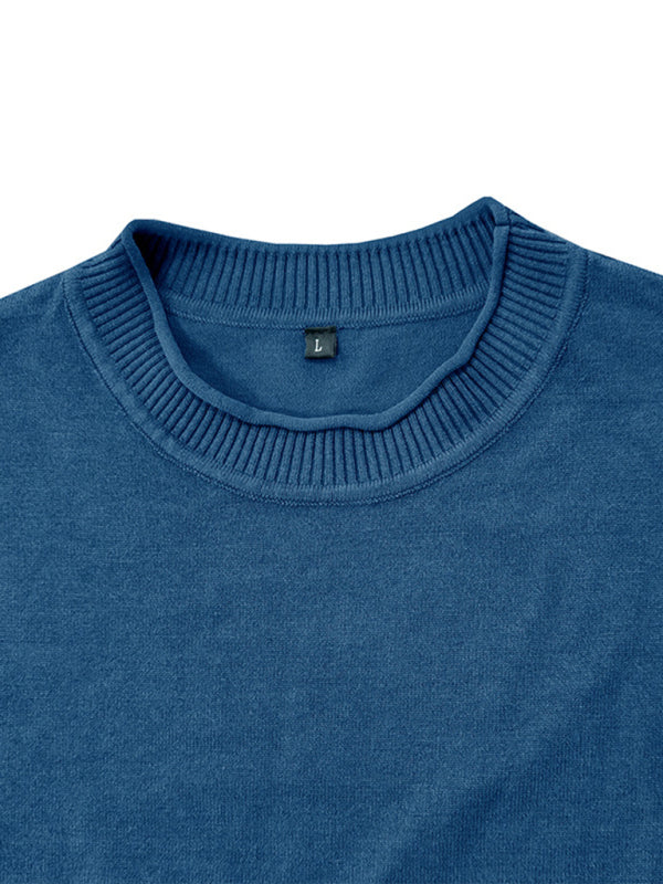 Men's new solid color long sleeve sweater Shello's Creative Boutique