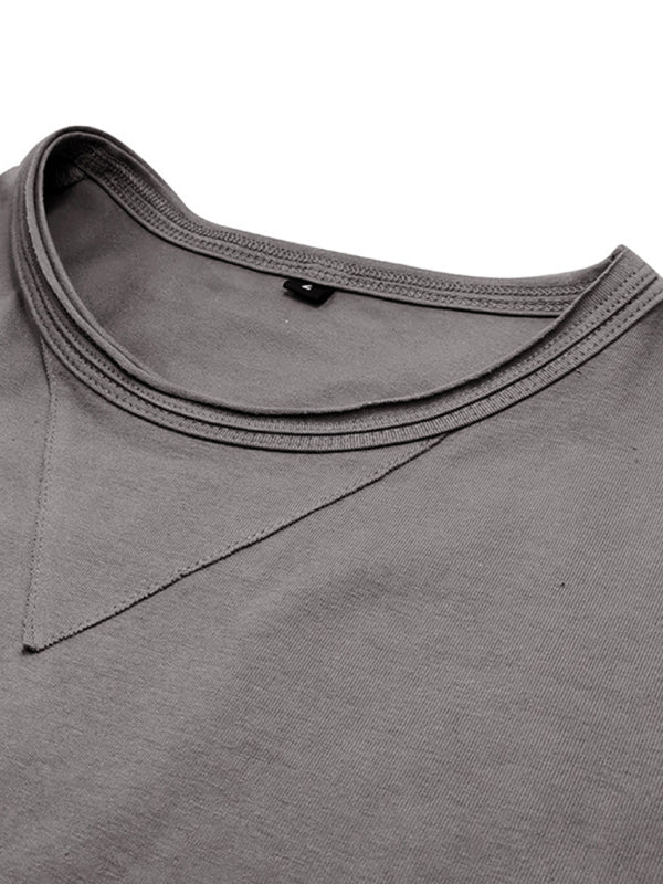 Men's new solid color round neck long sleeve cotton t-shirt Shello's Creative Boutique