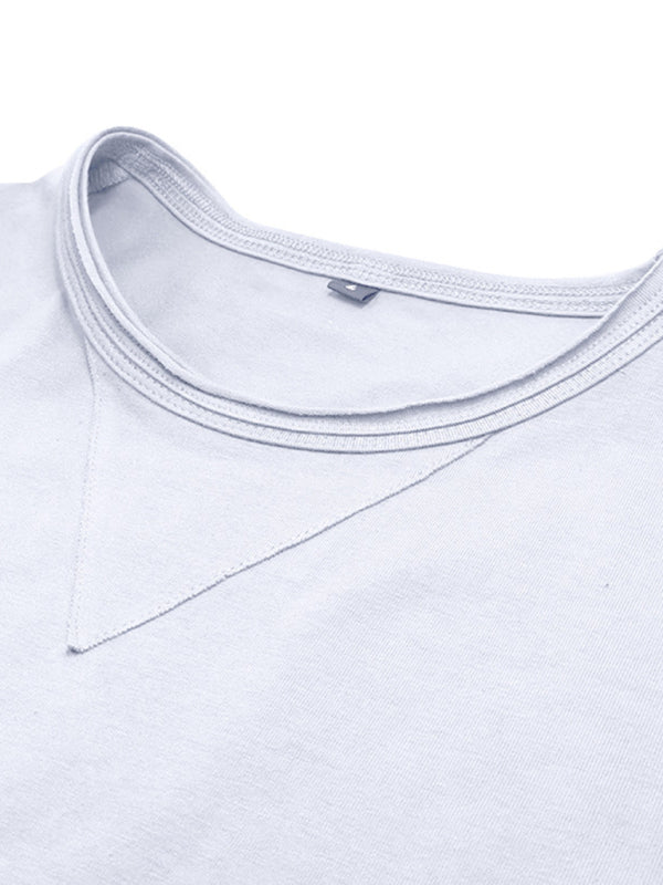 Men's new solid color round neck long sleeve cotton t-shirt Shello's Creative Boutique