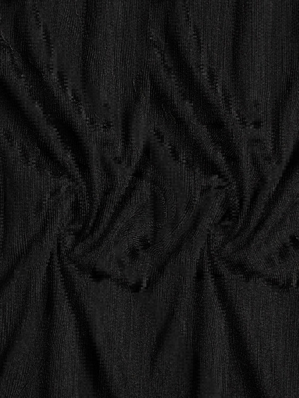 Casual stand-up collar stretch vertical strip long-sleeve V-neck POLO Shello's Creative Boutique