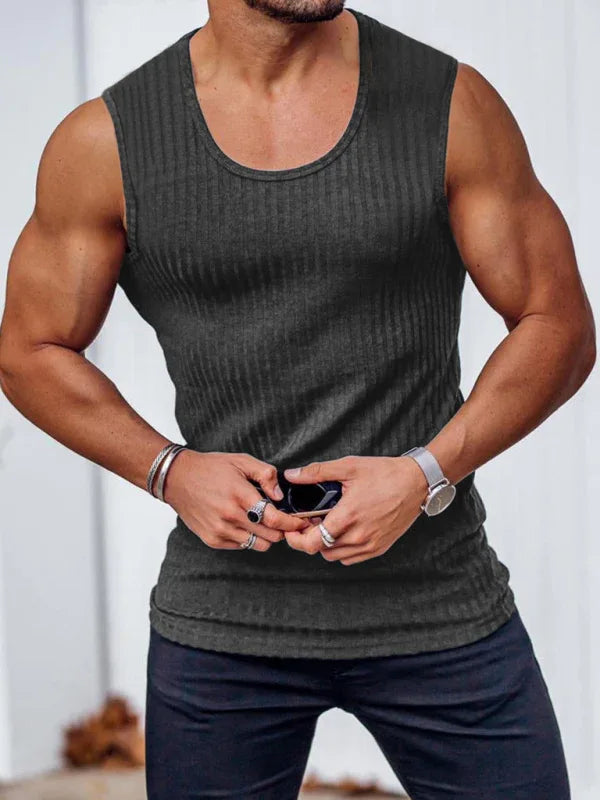 Men's casual slim vest men's sleeveless wide shoulder vest - Shello's Creative Boutique