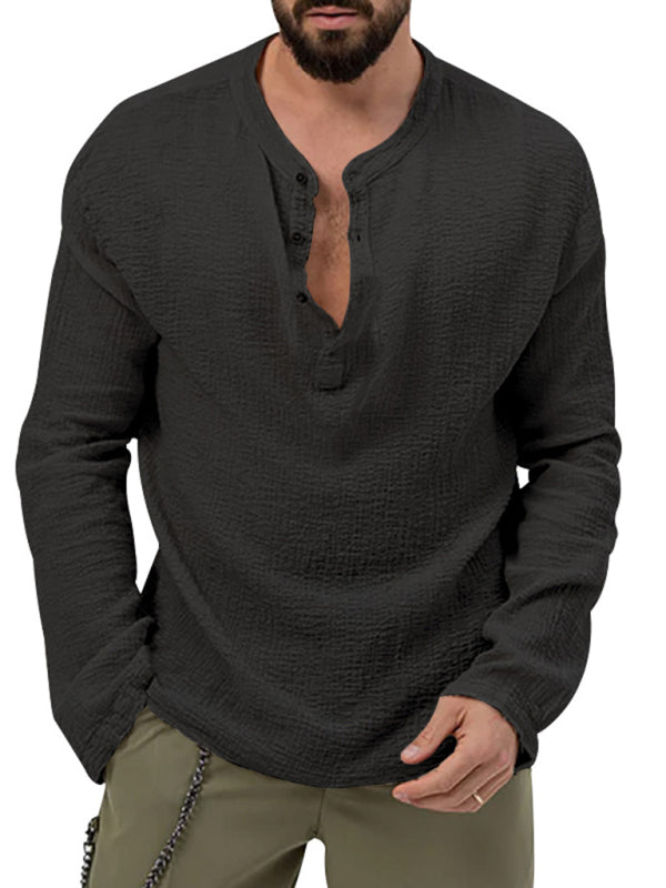 Men's new solid color casual long-sleeved shirt and trousers suit Shello's Creative Boutique