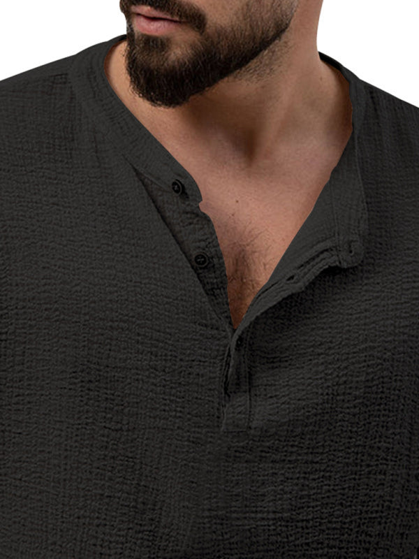 Men's new solid color casual long-sleeved shirt and trousers suit Shello's Creative Boutique