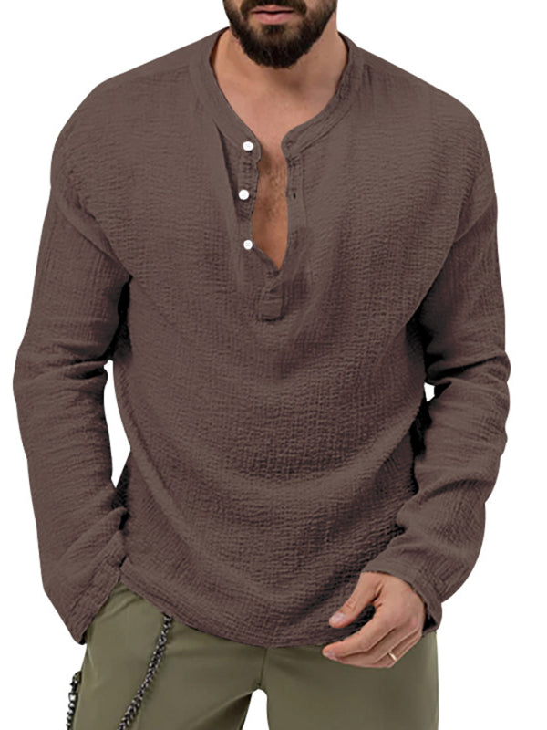 Men's new solid color casual long-sleeved shirt and trousers suit Shello's Creative Boutique