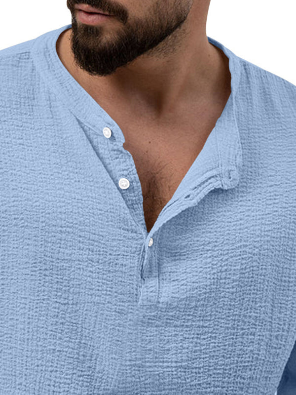 Men's new solid color casual long-sleeved shirt and trousers suit Shello's Creative Boutique