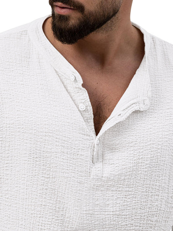 Men's new solid color casual long-sleeved shirt and trousers suit Shello's Creative Boutique