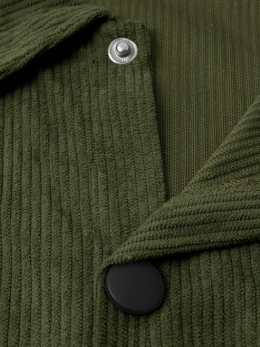 Men's new casual multi-pocket solid color corduroy button-down shirt Shello Creative Boutique