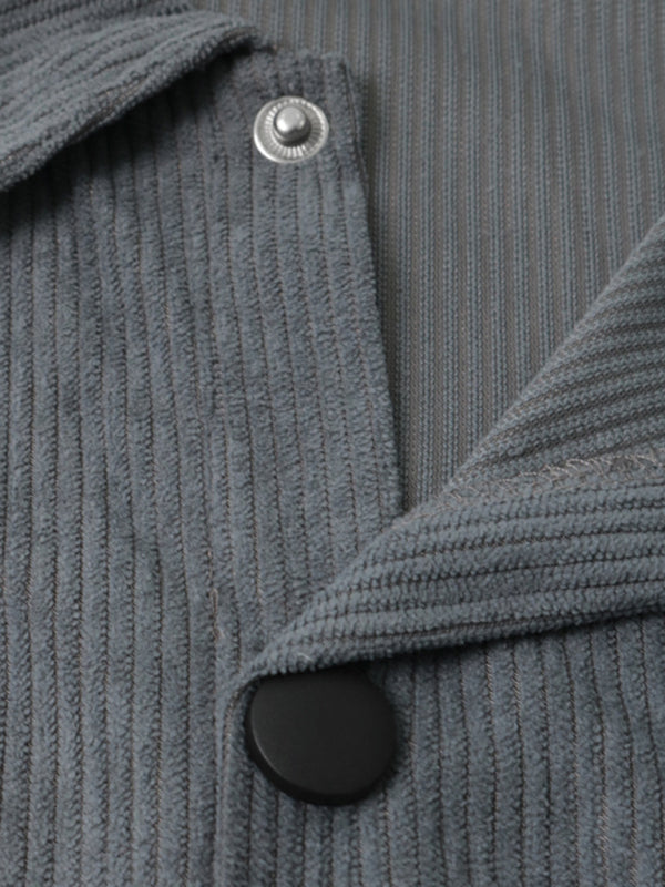 Men's new casual multi-pocket solid color corduroy button-down shirt Shello Creative Boutique