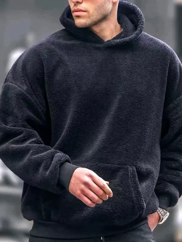 Men's Plush Hooded Sweatshirt - Casual Pullover Hoodie - Shello's Creative Boutique