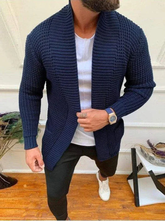Men's new solid color loose casual knitted cardigan - Shello's Creative Boutique