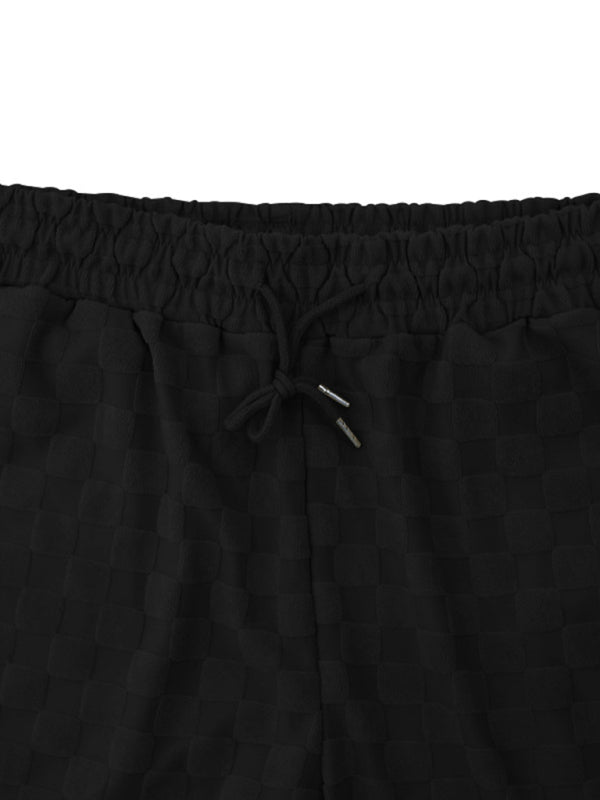 Men's jacquard checkerboard spring and summer loose sports and leisure two-piece suit Shello's Creative Boutique