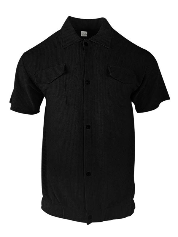 Men's new cardigan front pocket casual short-sleeved shirt Shello Creative Boutique