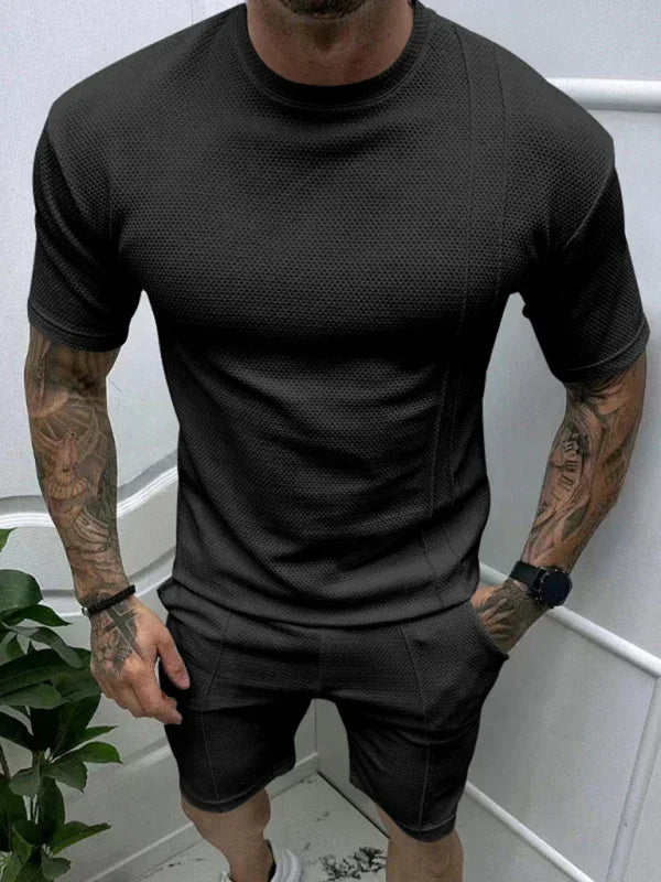 Men's New Casual Solid Color Shorts Short Sleeve Suit - Shello's Creative Boutique