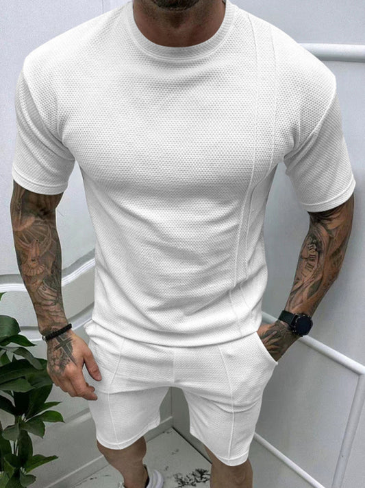 Men's new casual solid color shorts short sleeve suit Shello's Creative Boutique