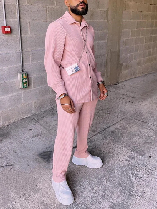 Men's Casual Loose Long Sleeve Corduroy Pants Suit - Shello's Creative Boutique