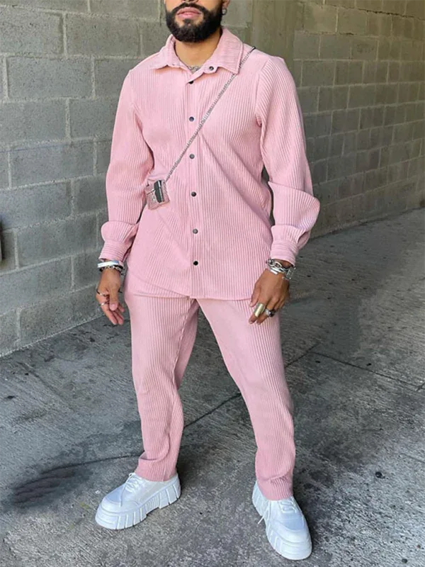 Men's Casual Loose Long Sleeve Corduroy Pants Suit - Shello's Creative Boutique