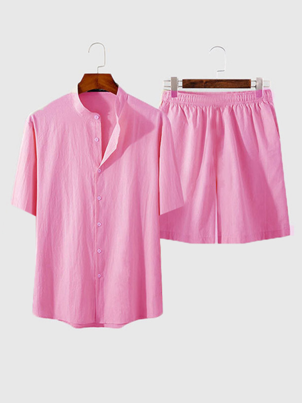 Men's casual home wear loose long-sleeved shorts two-piece set Shello's Creative Boutique