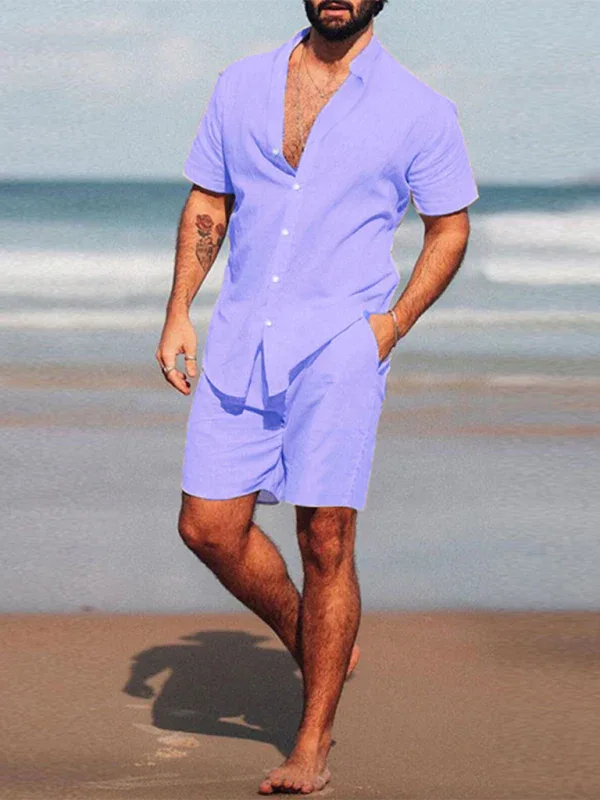 Men's Casual Home Wear Loose Long-Sleeved Shorts Two-Piece Set – Perfect for Comfort and Relaxation! - Shello's Creative Boutique