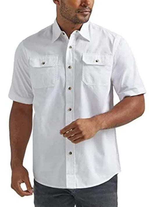 Men's Casual Solid Color Classic Short Sleeve Shirt - Shello's Creative Boutique