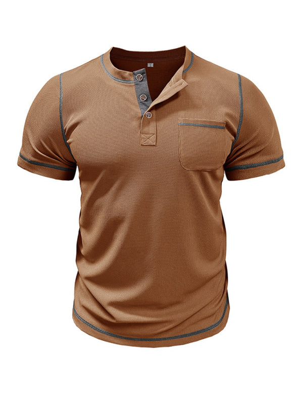 Men's American Vintage Henley Collar Short Sleeve T-Shirt Shello's Creative Boutique
