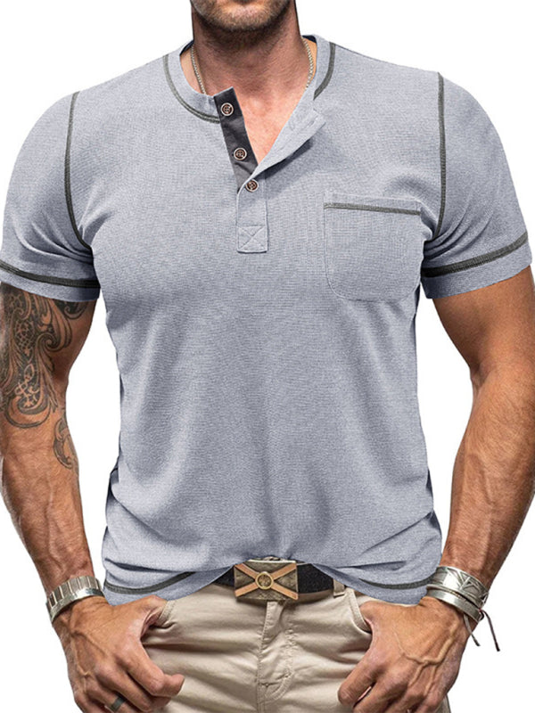 Men's American Vintage Henley Collar Short Sleeve T-Shirt Shello's Creative Boutique