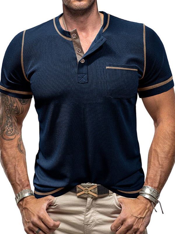 Men's American Vintage Henley Collar Short Sleeve T-Shirt Shello's Creative Boutique