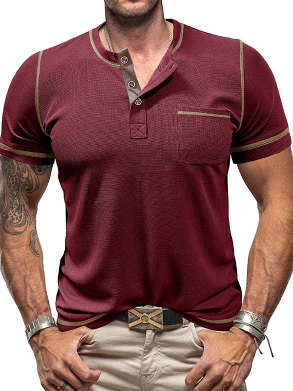 Men's American Vintage Henley Collar Short Sleeve T-Shirt Shello's Creative Boutique