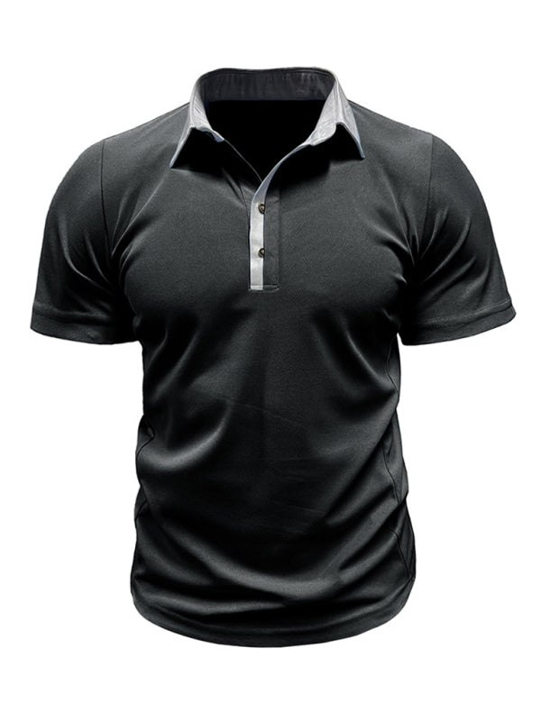 Men's Casual Lapel Color Block Short Sleeve Polo Shirt Shello's Creative Boutique