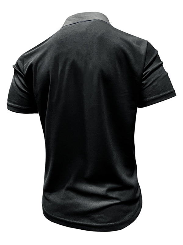 Men's Casual Lapel Color Block Short Sleeve Polo Shirt Shello's Creative Boutique