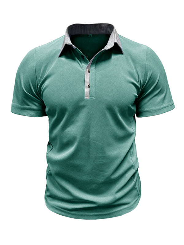 Men's Casual Lapel Color Block Short Sleeve Polo Shirt Shello's Creative Boutique