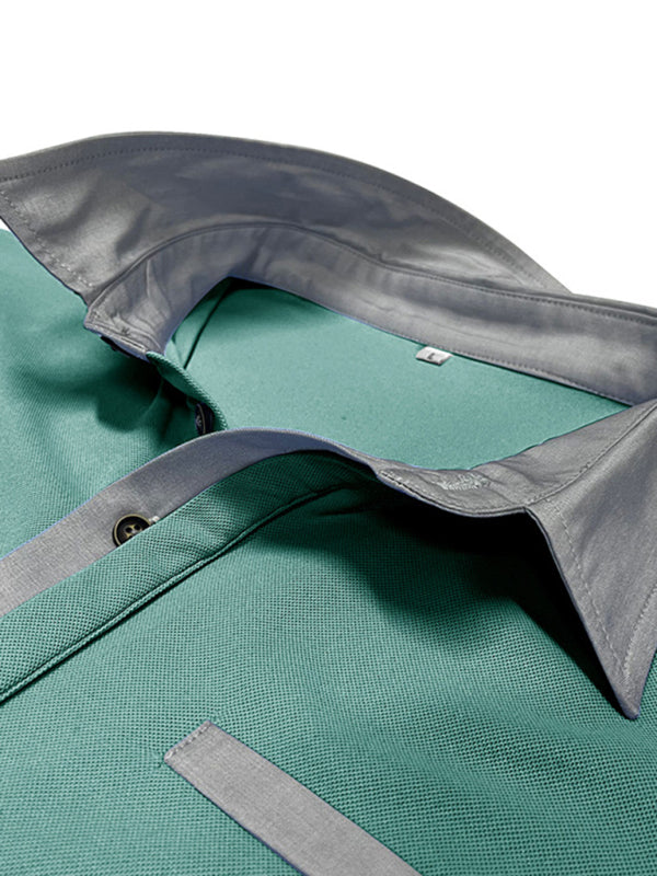 Men's Casual Lapel Color Block Short Sleeve Polo Shirt Shello's Creative Boutique