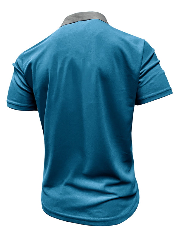 Men's Casual Lapel Color Block Short Sleeve Polo Shirt Shello's Creative Boutique