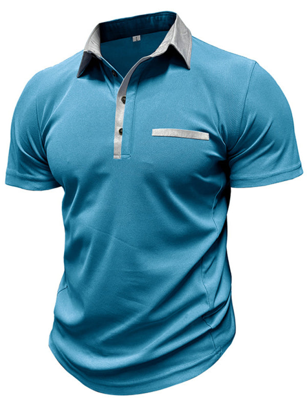 Men's Casual Lapel Color Block Short Sleeve Polo Shirt Shello's Creative Boutique
