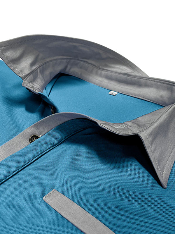 Men's Casual Lapel Color Block Short Sleeve Polo Shirt Shello's Creative Boutique