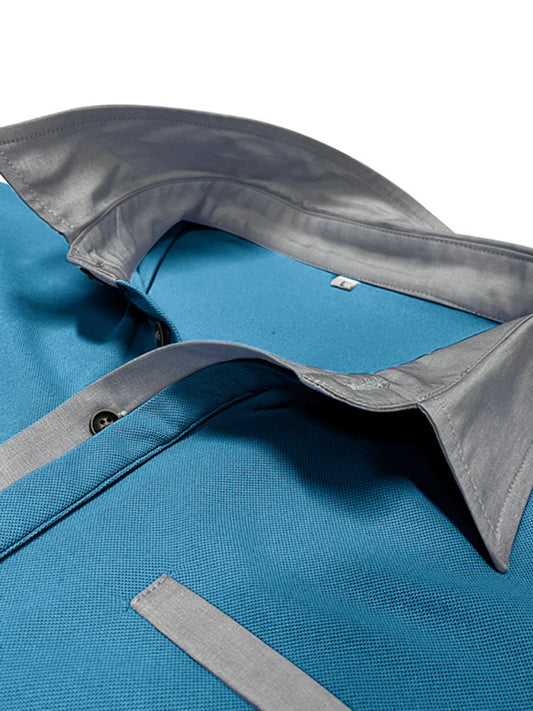 Men's Casual Lapel Color Block Short Sleeve Polo Shirt Shello's Creative Boutique