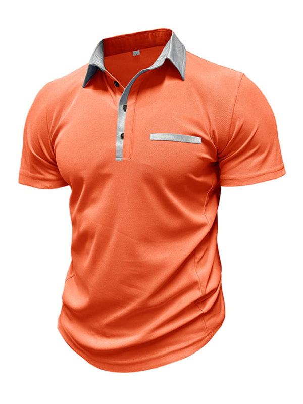 Men's Casual Lapel Color Block Short Sleeve Polo Shirt Shello's Creative Boutique