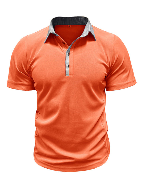 Men's Casual Lapel Color Block Short Sleeve Polo Shirt Shello's Creative Boutique