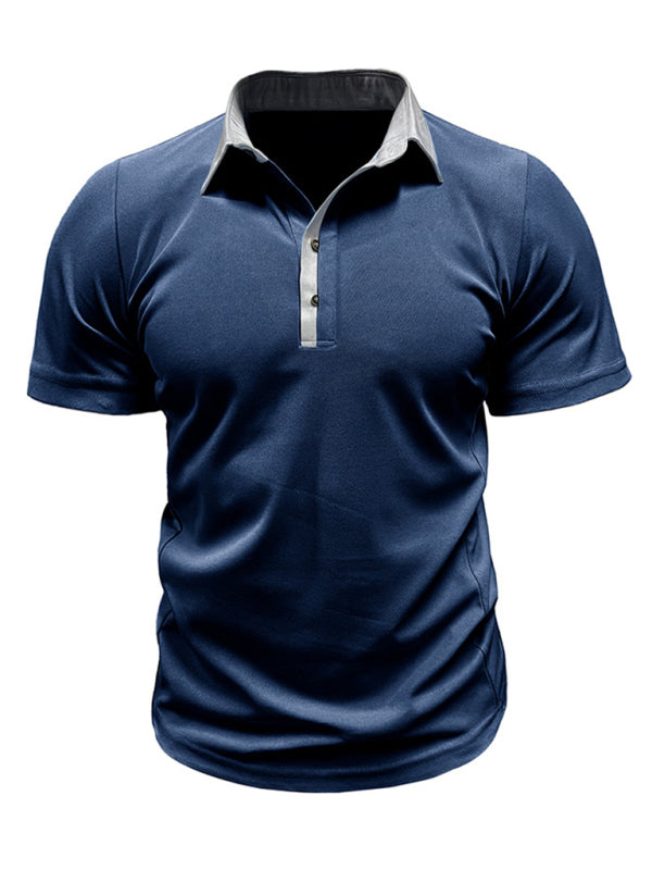 Men's Casual Lapel Color Block Short Sleeve Polo Shirt Shello's Creative Boutique