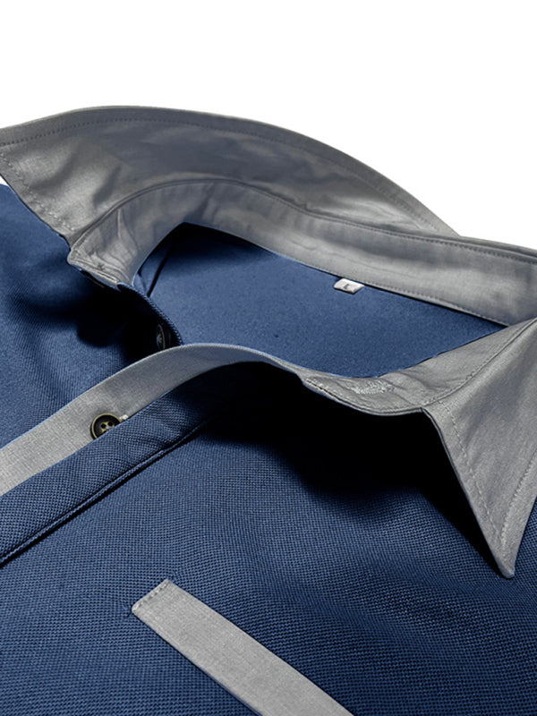 Men's Casual Lapel Color Block Short Sleeve Polo Shirt Shello's Creative Boutique