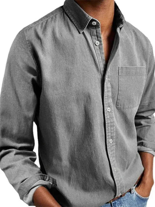 Long Sleeve Lapel Men's Shirt - Shello's Creative Boutique