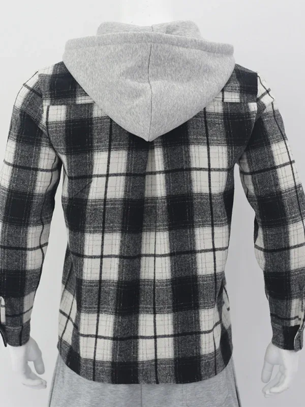 Loose Casual Flannel Jacquard Long Sleeve Hooded Plaid Shirt - Shello's Creative Boutique