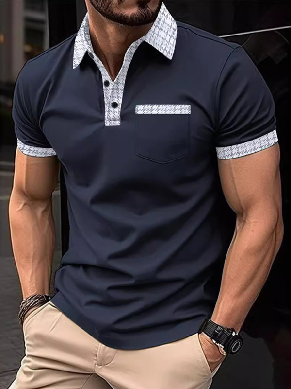 Men's Patchwork Short Sleeve Button Polo Shirt Shello's Creative Boutique