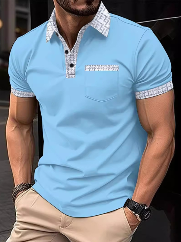 Men's Patchwork Short Sleeve Button Polo Shirt Shello's Creative Boutique