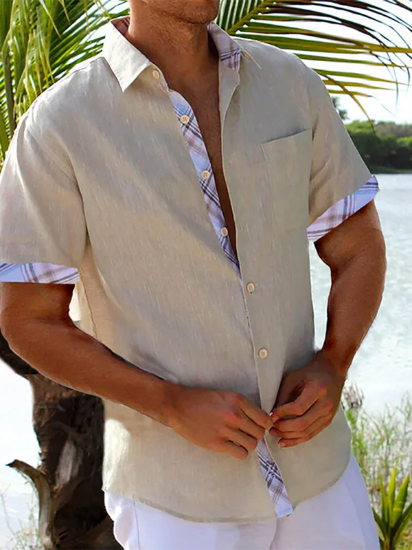 Men's Vacation Shirt Short Sleeve Contrast Lapel Shirt Shello Creative Boutique
