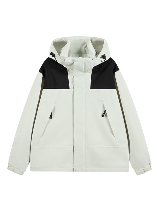 Unisex Couple Jacket with Removable Hood Waterproof Windproof Jacket Shello's Creative Boutique