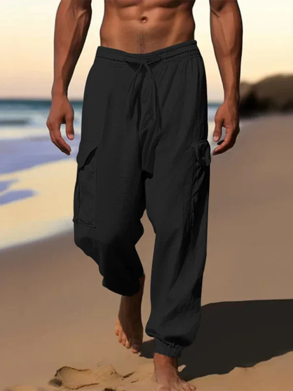 Casual Cuffed Multi-Pocket Drawstring Trousers - Shello's Creative Boutique